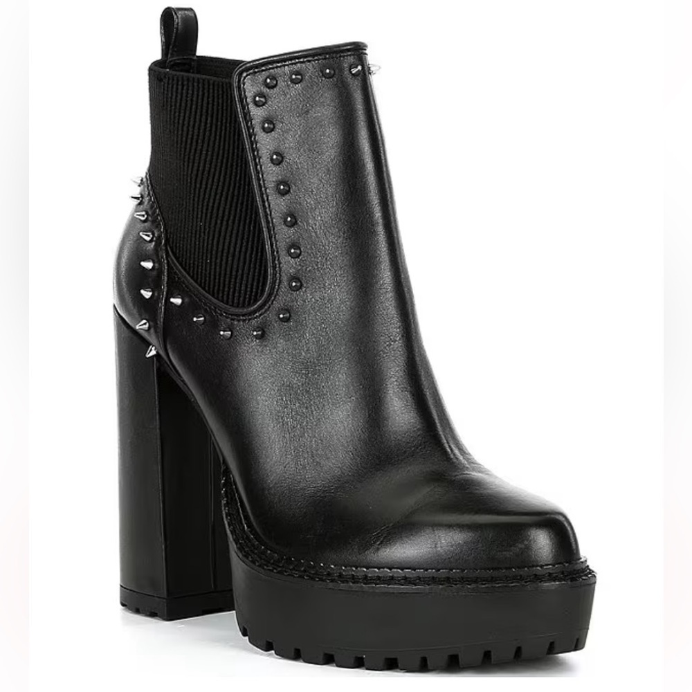Gianni Bini Black RaantaTwo Studded Lug Sole Platform Booties NWOB Size 8.5&10M
